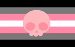 A mix of skullgender and pinkgender. This gender feels like skulls/bones, being undead/dead, and the color pink.