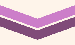A rectangular flag with ivory white background and two downwards-pointing chevrons: light pink and washed-out purple