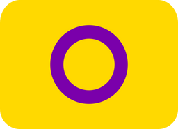 A yellow background with a purple ring in the centre