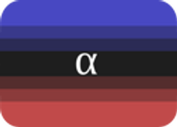 7 horizontal stripes in a gradient from blue to black to red, with a Greek letter alpha in white in the centre of the black stripe