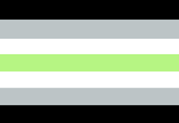 A flag with seven stripes. From top to bottom they are: black, grey, white, green, white, grey, black.